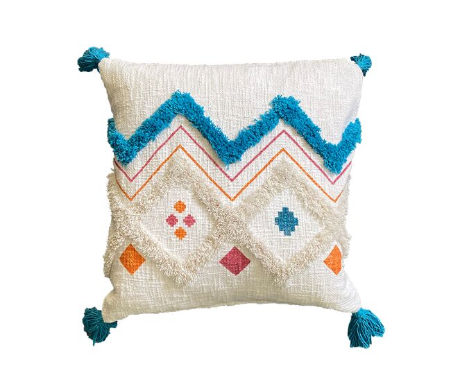Funda de cojín de algodón hopi 45x45 azul