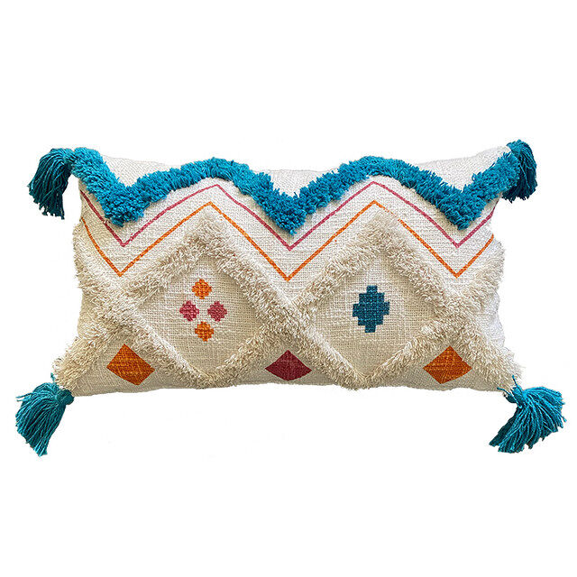 Funda de cojín de algodón hopi 30x50 azul