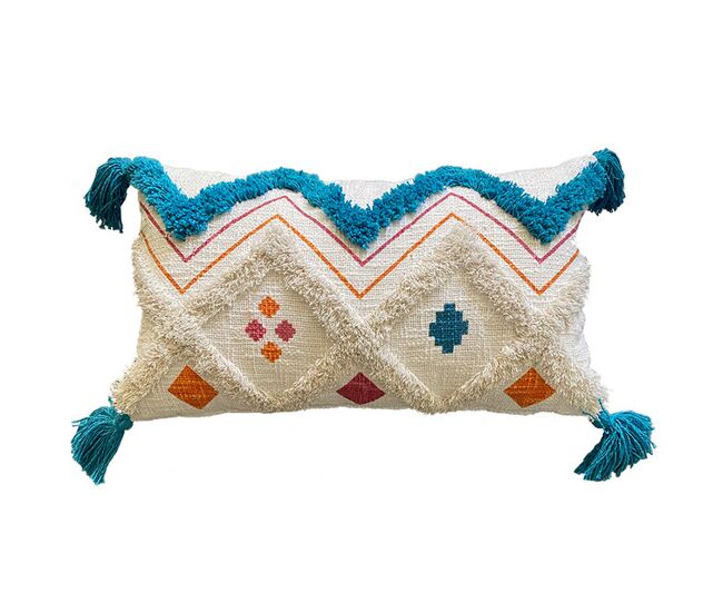 Funda de cojín de algodón hopi 30x50 azul