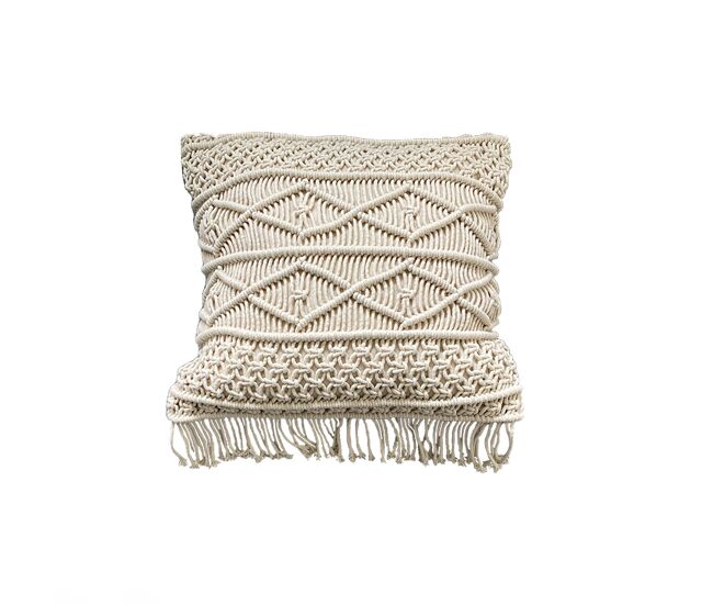Funda de cojín de algodón macramé 45x45 natural