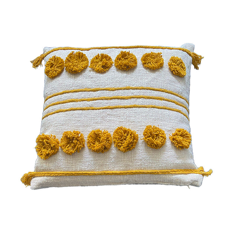 Funda de cojín de algodón nanti 45x45 mostaza