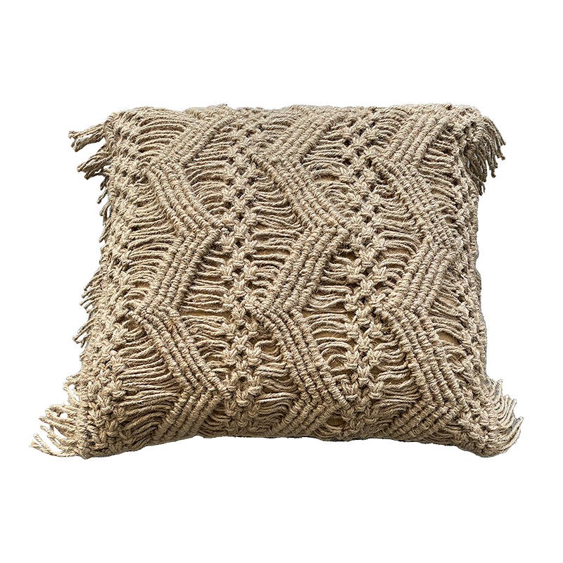Funda de cojín macramé con fibra de yute Yura 