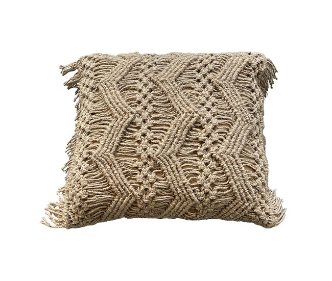 Funda de cojín macramé con fibra de yute yura 45x45 natural