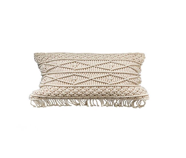 Funda de cojín de algodón macramé 30x50 natural