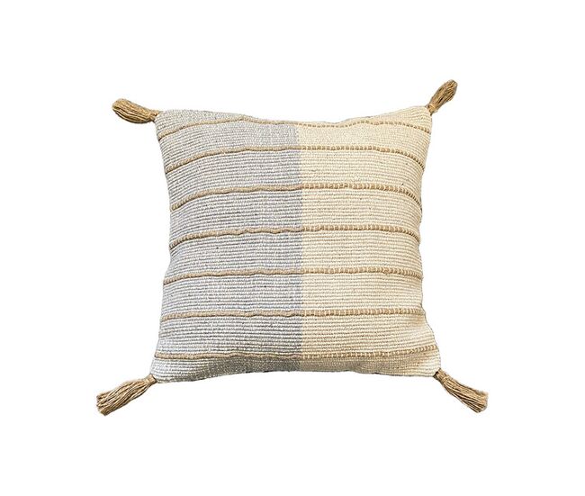 Funda de cojín de algodón con yute aqu 45x45 azul