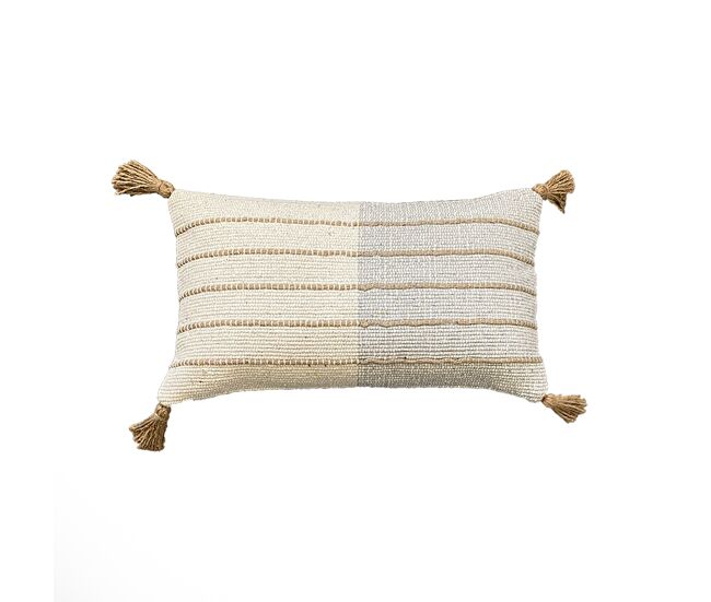 Funda de cojín de algodón con yute aqu 30x50 azul