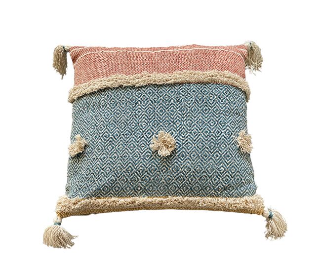 Funda de cojín de algodón pima 45x45 azul
