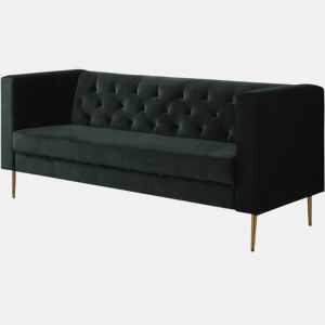 Sofá fixo de veludo Bruce - 196 x 76 x 82 cm - 3 lugares - Verde escuro