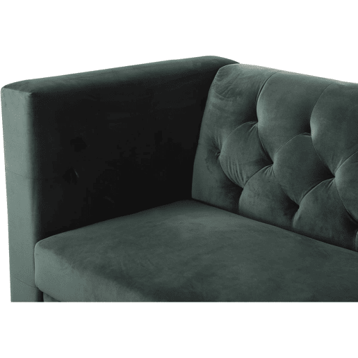 Sofá fixo de veludo Bruce - 196 x 76 x 82 cm - 3 lugares - Verde escuro