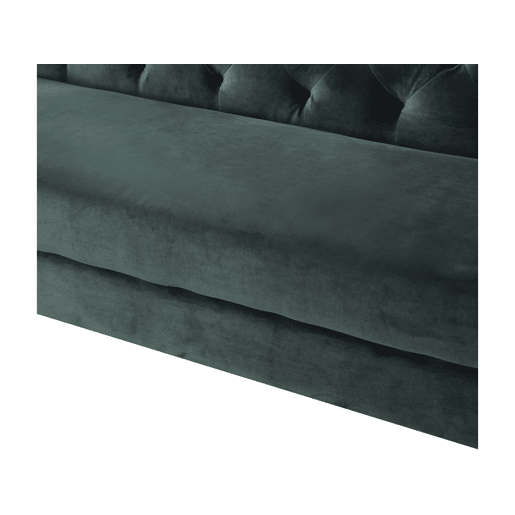Sofá fixo de veludo Bruce - 196 x 76 x 82 cm - 3 lugares - Verde escuro