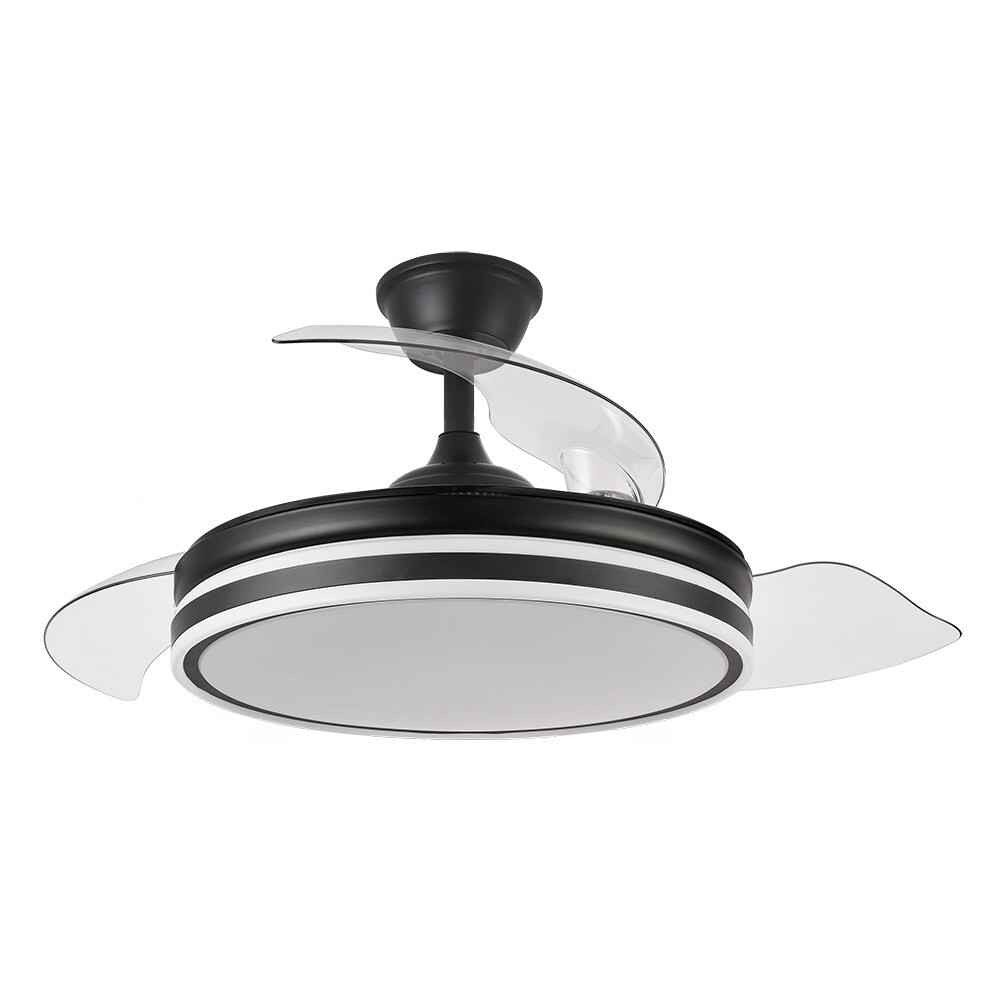 Ventilador De Techo Dc Bayomo Negro 108cm Led Cct Regulable Control Remoto Con Temporizado