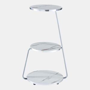 Mesa de apoio Sipoo metalaglomerado 74 x 46 x 37 cm mármore branco en.casa
