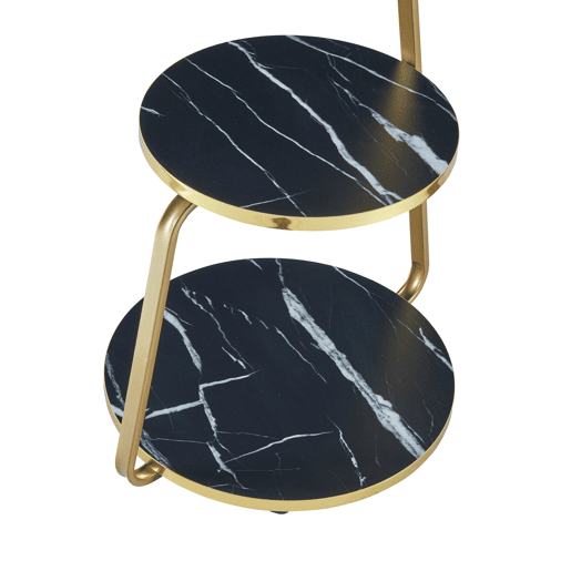 Mesa de apoio Sipoo 3 níveis metalaglomerado 74x46x37 cm mármore preto  mármore branco en.casa