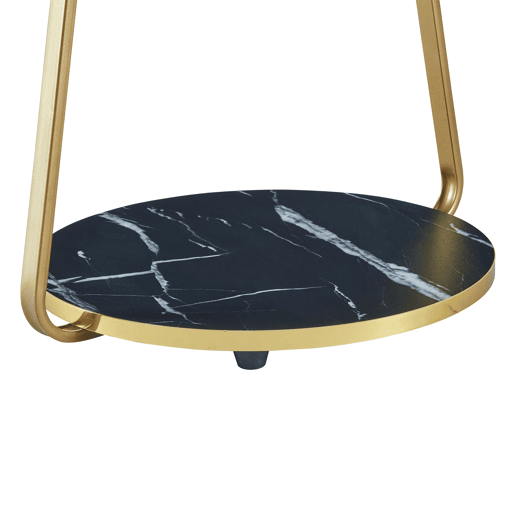 Mesa de apoio Sipoo 3 níveis metalaglomerado 74x46x37 cm mármore preto  mármore branco en.casa