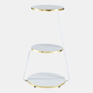 Mesa de apoio Sipoo metalaglomerado 74x46x37 cm branco dourado en.casa