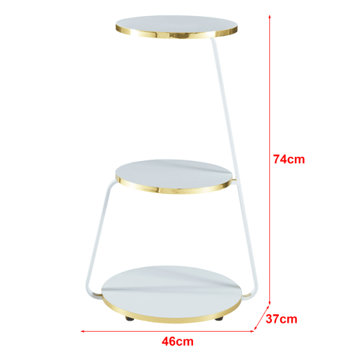 Mesa de apoio Sipoo metalaglomerado 74x46x37 cm branco  dourado en.casa