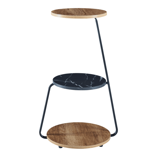 Mesa de apoio Sipoo 3 níveis metalaglomerado 74 x 46 x 37 cm nogueira  efeito mármore preto en.casa