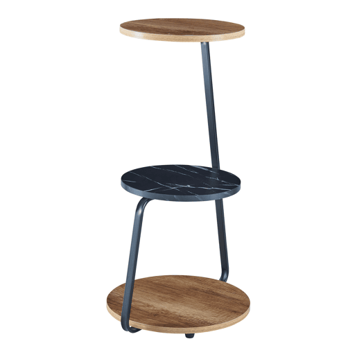 Mesa de apoio Sipoo 3 níveis metalaglomerado 74 x 46 x 37 cm nogueira  efeito mármore preto en.casa