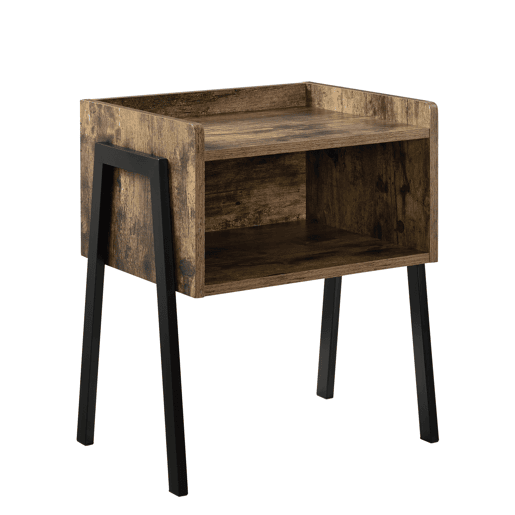 Mesa de apoio Andernach com prateleira empilhável em aglomeradometal - 52 x 42 x 35 cm - Efeito madeira en.casa