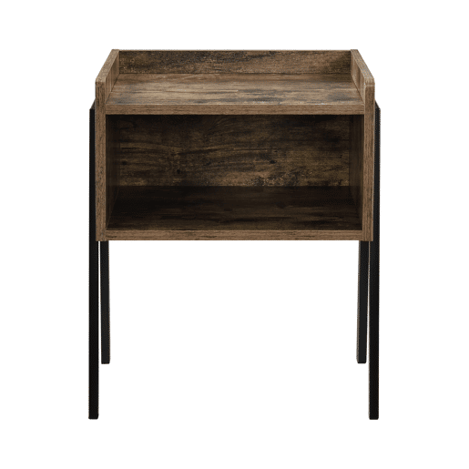 Mesa de apoio Andernach com prateleira empilhável em aglomeradometal - 52 x 42 x 35 cm - Efeito madeira en.casa