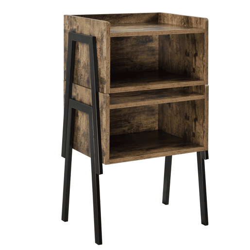 Mesa de apoio Andernach com prateleira empilhável em aglomeradometal - 52 x 42 x 35 cm - Efeito madeira en.casa