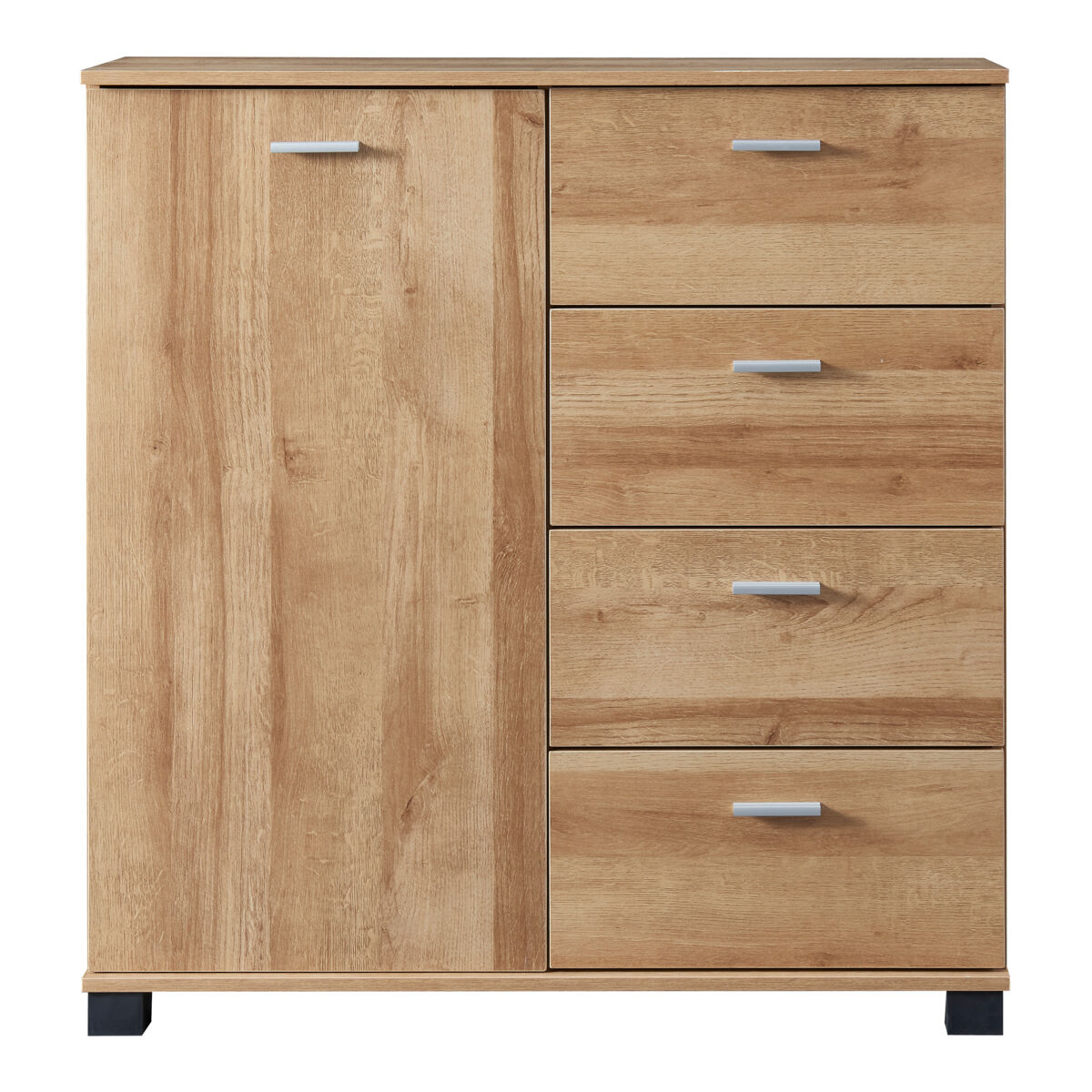 Armario zapatero döbritz con 4 cajones y 1 puerta aglomerado 84 x 80 x 28 cm - efecto roble [en.casa]