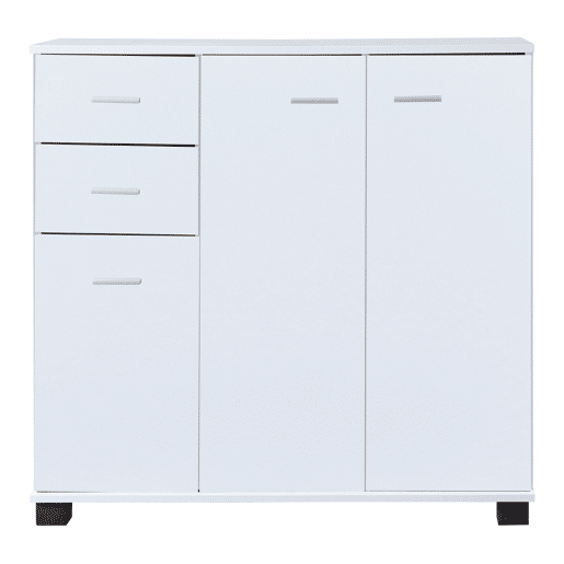 Apatador Crimla com 2 gavetas e 3 portas em aglomerado de madeira 76 x 80 x 28 cm - Branco en.casa