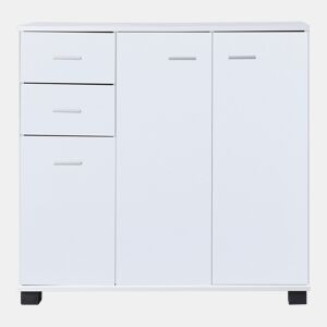 Apatador Crimla com 2 gavetas e 3 portas em aglomerado de madeira 76 x 80 x 28 cm - Branco en.casa