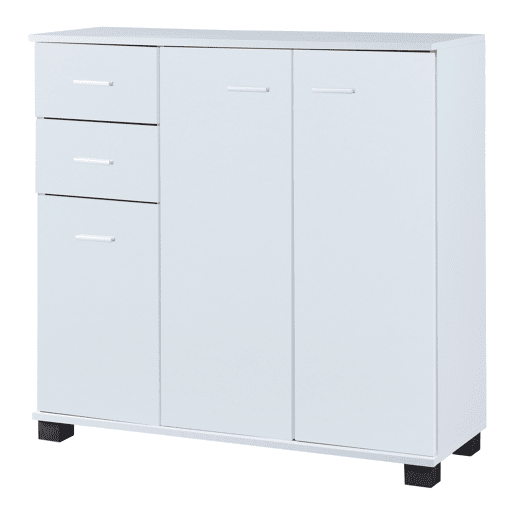 Apatador Crimla com 2 gavetas e 3 portas em aglomerado de madeira 76 x 80 x 28 cm - Branco en.casa