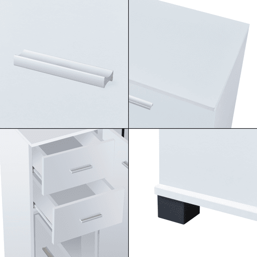Apatador Crimla com 2 gavetas e 3 portas em aglomerado de madeira 76 x 80 x 28 cm - Branco en.casa