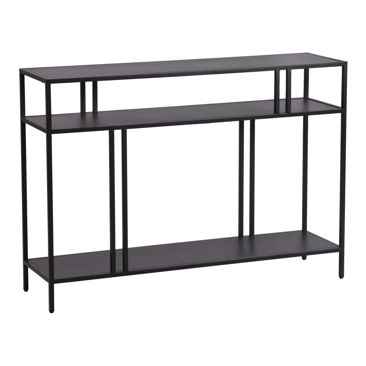 Mesa consola kumlinge con 2 estantes estructura metálica 78 x 110 x 30 cm - negro [en.casa]