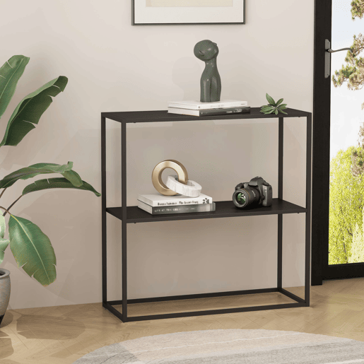 Mesa de consola Strömstad aço 80 x 80 x 26 cm - preto mate en.casa