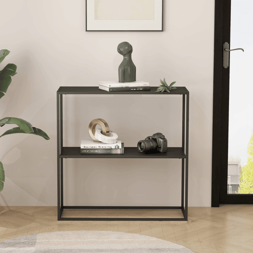 Mesa de consola Strömstad aço 80 x 80 x 26 cm - preto mate en.casa