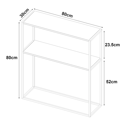 Mesa de consola Kuhmo com prateleira metálica adicional 80 x 80 x 30 cm - Preto en.casa