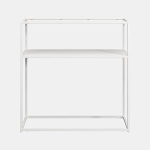 Mesa de consola Kuhmo com prateleira adicional tampo de mesa em vidro temperadometal 80 x 80 x 30 cm - Branco en.casa