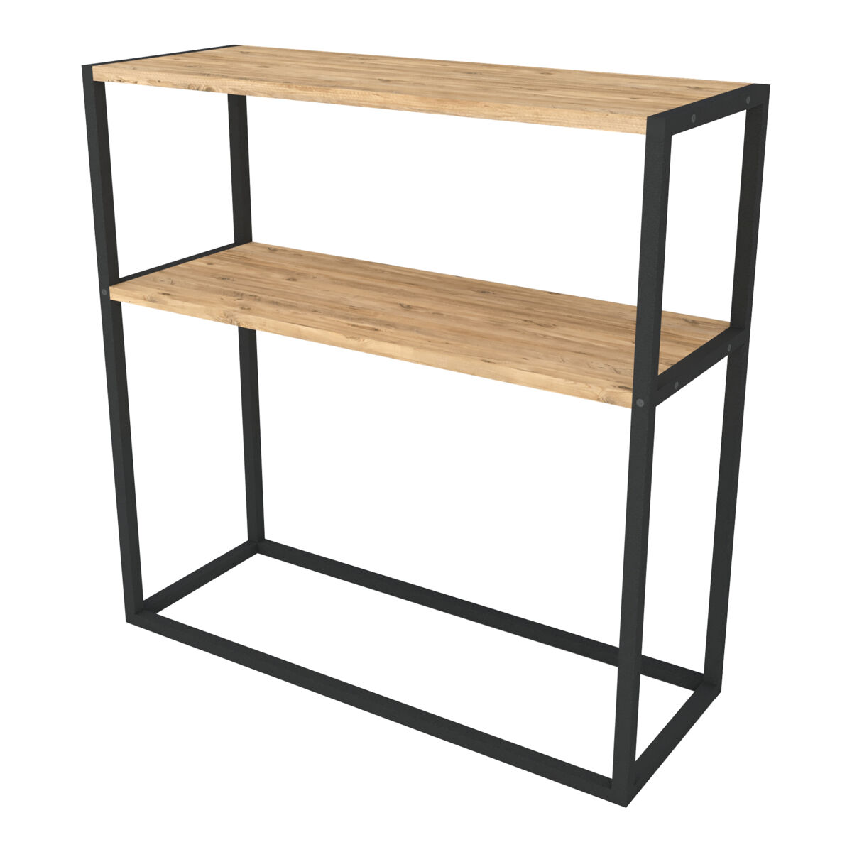 Mesa consola hemsedal un estante aglomerado/metal 90 x 90 x 34 cm roble [en.casa]