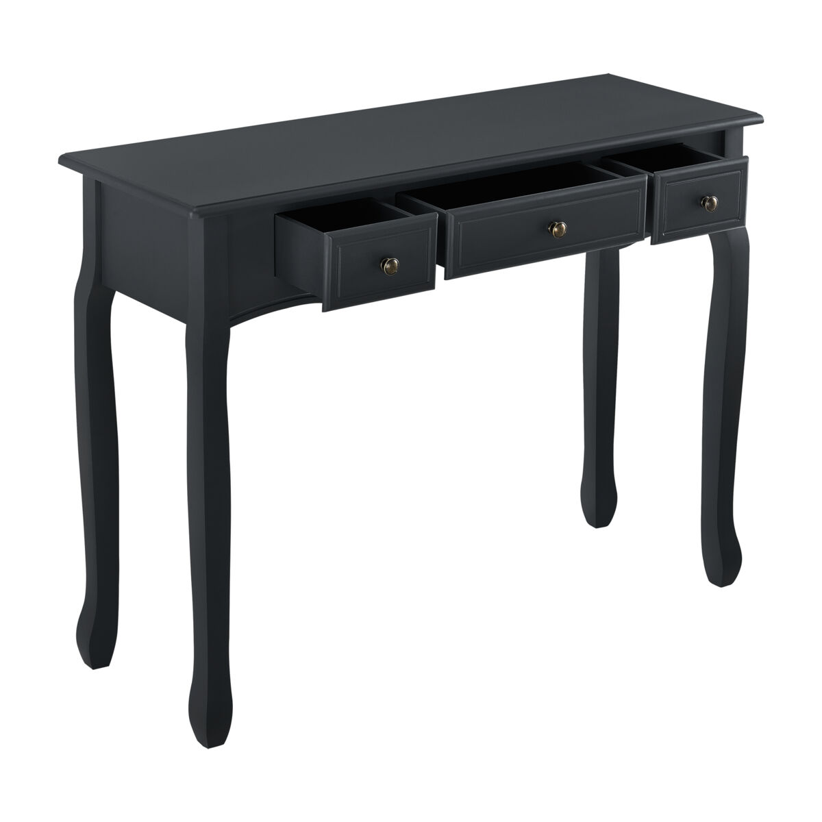 Mesa consola hirschhorn con 3 cajones - 78 x 100 x 35 cm vintage mdf/pino - negro [en.casa]