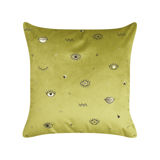 Conjunto de 2 almofadas decorativas AEONIUM Veludo 45 x 45 cm Verde-oliva Padrão abstracto