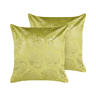 Conjunto de 2 almofadas decorativas DELICIOSA Veludo 45 x 45 cm Verde claro Padrão de plantas