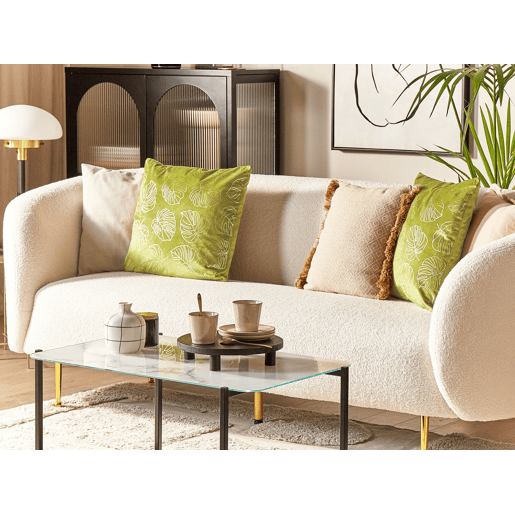 Conjunto de 2 almofadas decorativas DELICIOSA Veludo 45 x 45 cm Verde claro Padrão de plantas