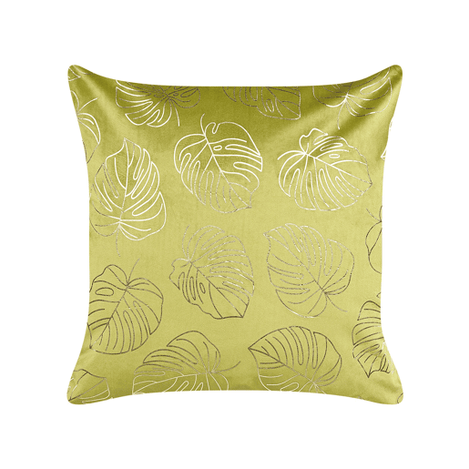 Conjunto de 2 almofadas decorativas DELICIOSA Veludo 45 x 45 cm Verde claro Padrão de plantas