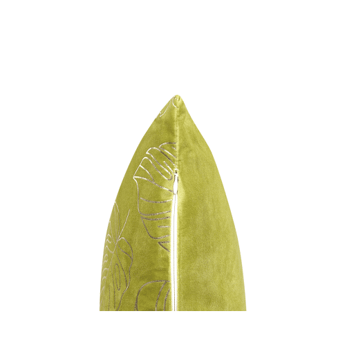 Conjunto de 2 almofadas decorativas DELICIOSA Veludo 45 x 45 cm Verde claro Padrão de plantas