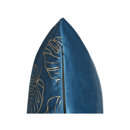Conjunto de 2 almofadas decorativas DELICIOSA Veludo 45 x 45 cm Azul Padrão de plantas