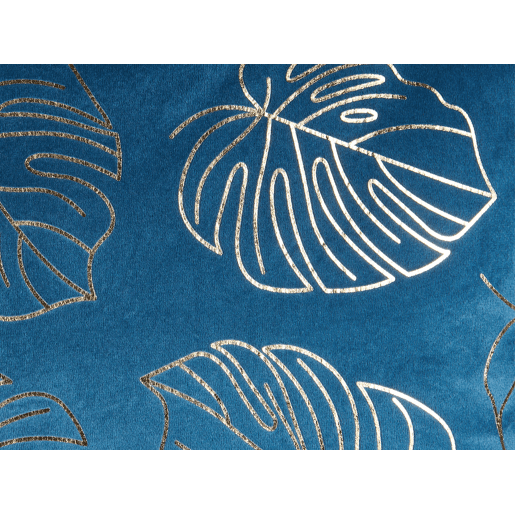 Conjunto de 2 almofadas decorativas DELICIOSA Veludo 45 x 45 cm Azul Padrão de plantas