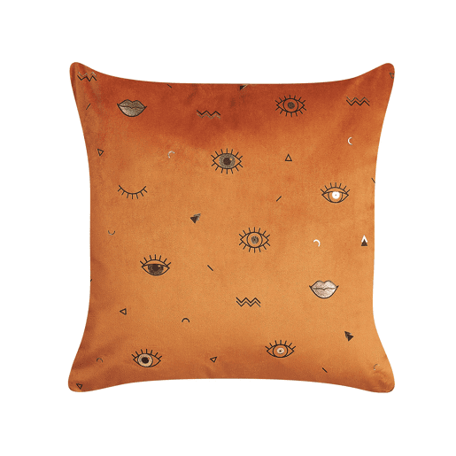 Conjunto de 2 almofadas decorativas AEONIUM Veludo 45 x 45 cm Laranja Padrão abstracto