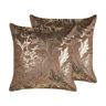 Conjunto de 2 almofadas decorativas DAFFODIL Veludo 45 x 45 cm Castanho Padrão floral