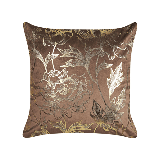 Conjunto de 2 almofadas decorativas DAFFODIL Veludo 45 x 45 cm Castanho Padrão floral Conjunto de 2 almofadas decorativas DAFFODIL Veludo 45 x 45 cm Castanho Padrão floral