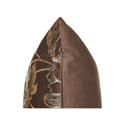 Conjunto de 2 almofadas decorativas DAFFODIL Veludo 45 x 45 cm Castanho Padrão floral Conjunto de 2 almofadas decorativas DAFFODIL Veludo 45 x 45 cm Castanho Padrão floral