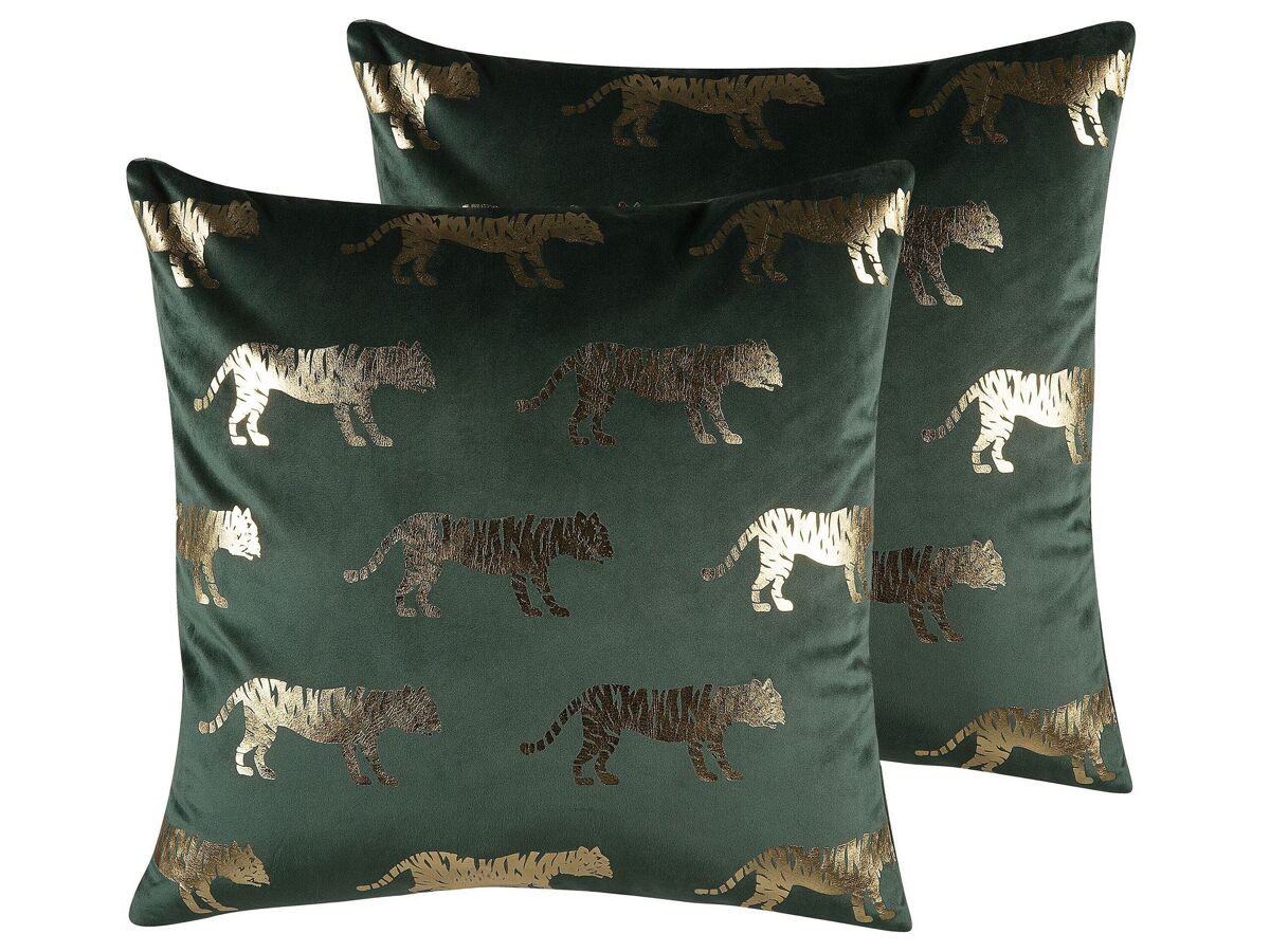 Beliani Cojín decorativo BLUEBELL 45x45 Verde Oscuro