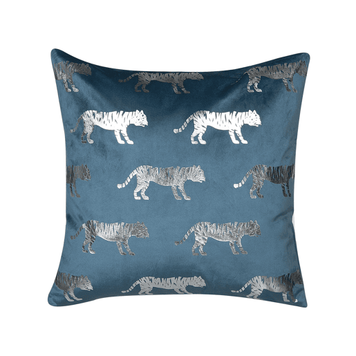Conjunto de 2 almofadas decorativas BLUEBELL Veludo 45 x 45 cm Azul Padrão animal